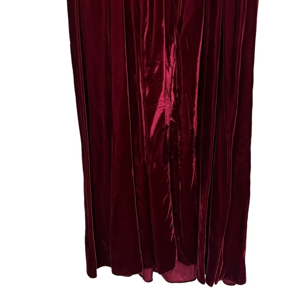 Vintage ILGWU 1980's Wine Velvet Bow V Back Party Dress Union Made Women's Sz 6 - Picture 8 of 16